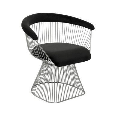 Anzio Black Velvet Chair with Hourglass Shape