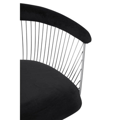Anzio Black Velvet Chair with Hourglass Shape