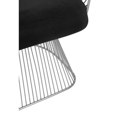 Anzio Black Velvet Chair with Hourglass Shape