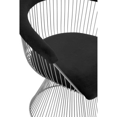 Anzio Black Velvet Chair with Hourglass Shape