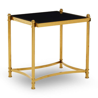 Ackley Gold Stainless Steel Side Table with Black Glass Top