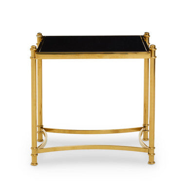 Ackley Gold Side Table with Black Glass