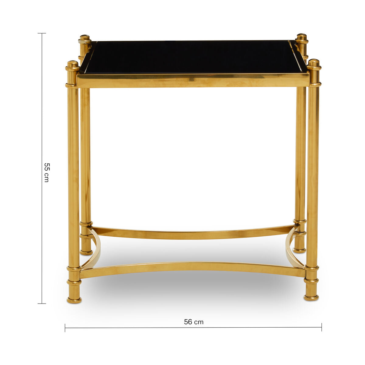 Ackley Gold Side Table with Black Glass