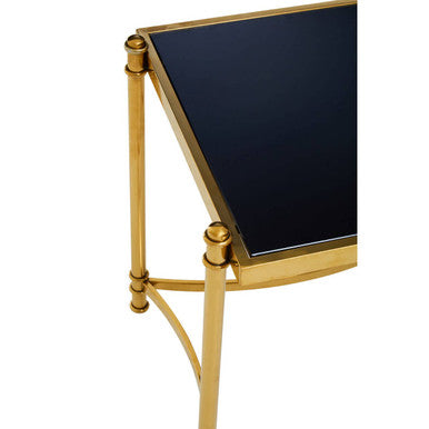 Ackley Gold Stainless Steel Side Table with Black Glass Top
