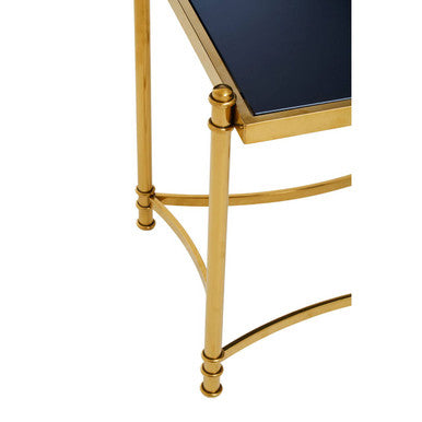 Ackley Gold Stainless Steel Side Table with Black Glass Top