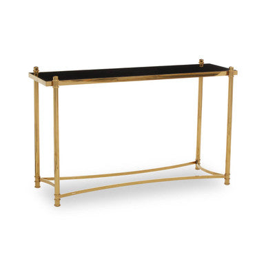 Ackley Gold Console Table with Black Glass