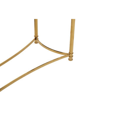 Gold Stainless Steel Base Console Table with Black Glass Top, Ackley