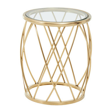 Ackley Gold Metal  Side Table with Clear Glass Top