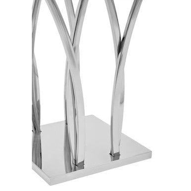 Black Marble Top Side Table with Silver Sculptural Metal Base | Arenza