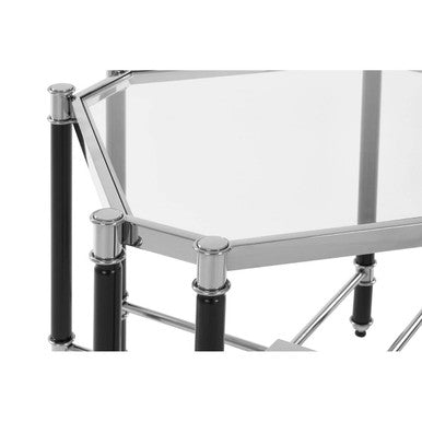 Silver and Black Chrome Finish End Table with Clear Tempered Glass Top | Allessi