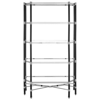 5 Shelf Unit In Silver Metal and Black Frame | Allessi
