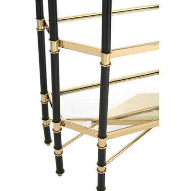 5 Shelf Unit In Champagne Finish and Black Frame | Allessi