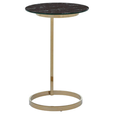 Oria End Table With Black Marble Effect Glass Top
