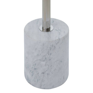Silver Frame T-Shape End Table with White Marble Top | Oria