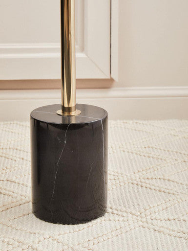 Gold Frame T-Shape End Table with Black Marble Top, Oria