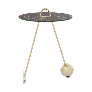 Black Marble Effect Top End Table with Gold Splayed Legs, Oria