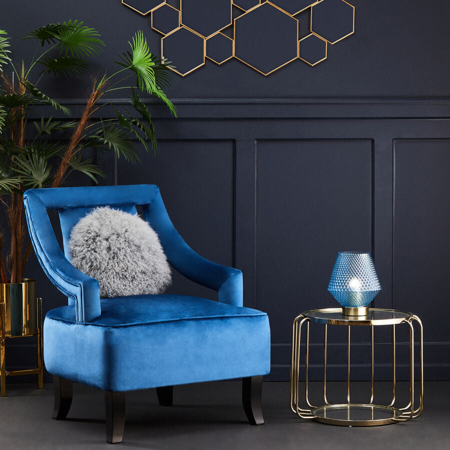 Gold Finish Metallic Frame Side Table with Tempered Glass Top | Oria