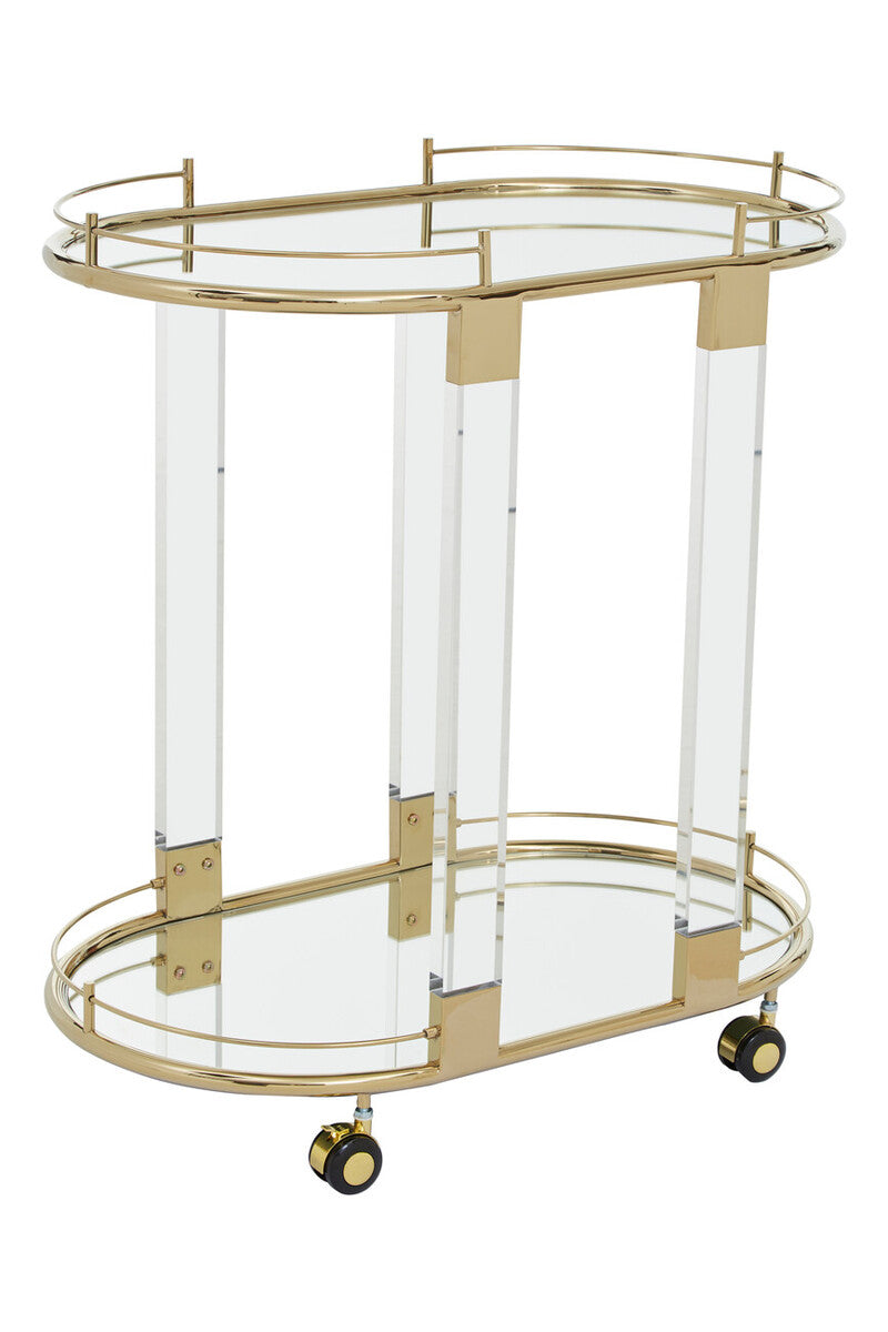 Oria Drinks Trolley With Warm Gold Metallic Frame