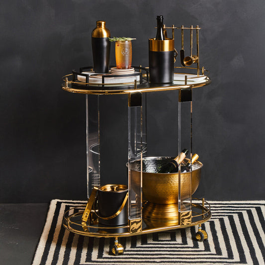 Oria Drinks Trolley With Warm Gold Metallic Frame