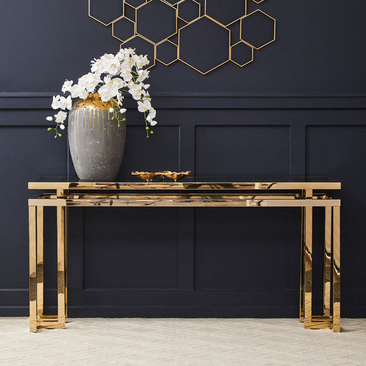 Grey Glass Top Console Table, Oria