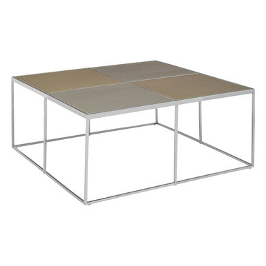 Brushed Gold and Silver Square Coffee Table, Oria