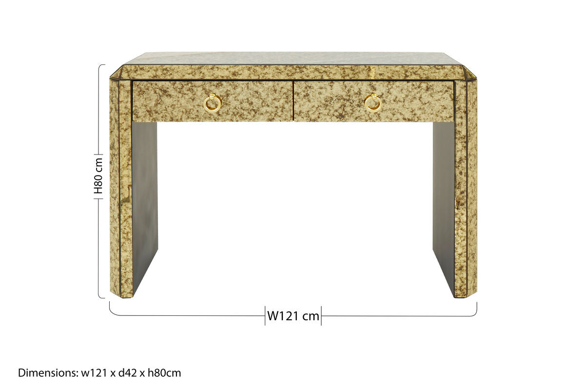 Antique Mirror Console Table with 2 Drawers in Gold Finish | Komo