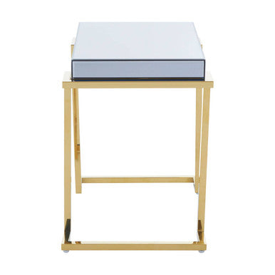 Mirrored End Table in Gold and Grey Finish | Kaso