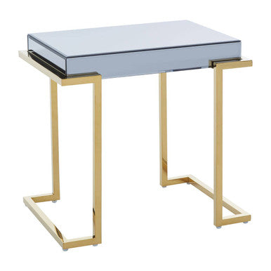 Mirrored End Table in Gold and Grey Finish | Kaso