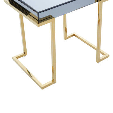 Mirrored End Table in Gold and Grey Finish | Kaso
