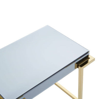 Mirrored End Table in Gold and Grey Finish | Kaso