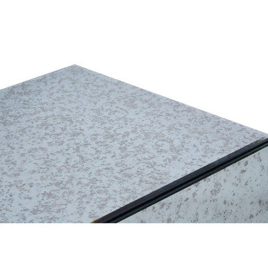 Antique Mirrored Top Console Table with Two Drawers and Brass Finish Iron Stand, Kesena