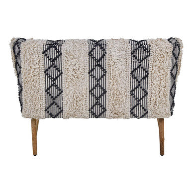 Cefena Black and White Velvet Bench with Moroccan Design