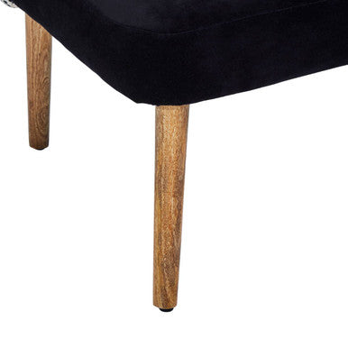 Cefena Black and White Velvet Bench with Moroccan Design