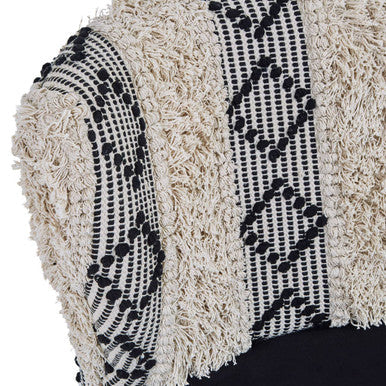 Cefena Black and White Velvet Bench with Moroccan Design