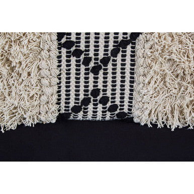 Cefena Black and White Velvet Bench with Moroccan Design