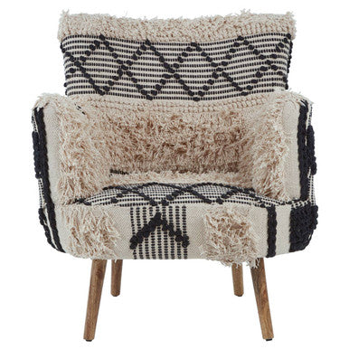 Black and White Shaggy Berber Style Armchair | Cefena