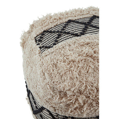 Black and White Shaggy Pouffe | Cefena