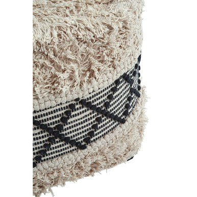 Black and White Shaggy Pouffe | Cefena