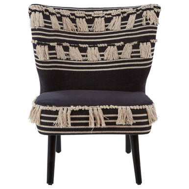 Black and White Textured Moroccan Design Chair | Cefena