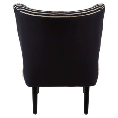 Cefena Black and White Fabric Chair with Wood Frame
