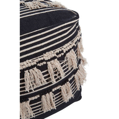 Cefena Black Pouffe