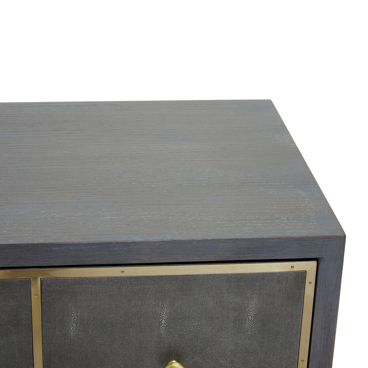 Grey and Gold Warm Metallic Finish Shagreen Effect 4-Drawer Console Table with Knob Handle | Deskey