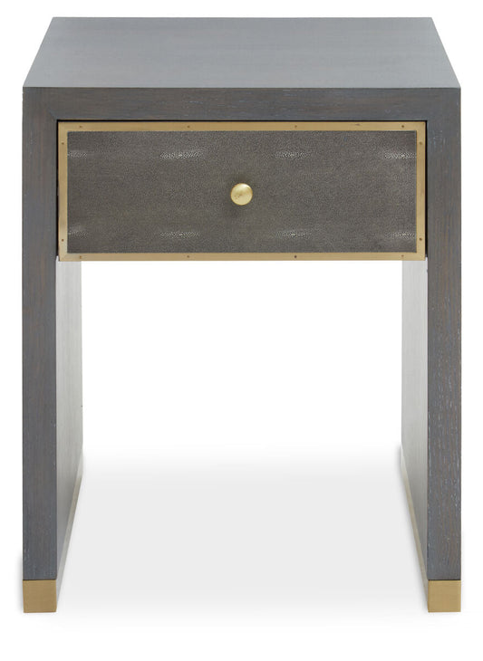 Deskey One Drawer Grey Shagreen Effect Side Table