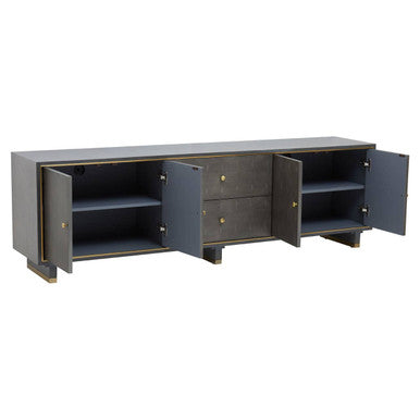 Grey Shagreen Effect Media Unit | Deskey