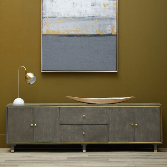 Grey Shagreen Effect Media Unit | Deskey