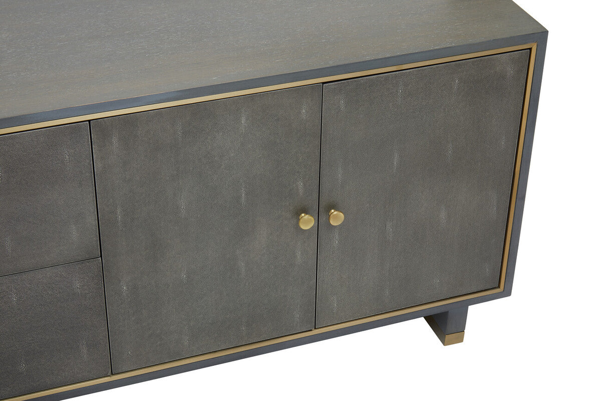 Grey Shagreen Effect Media Unit | Deskey