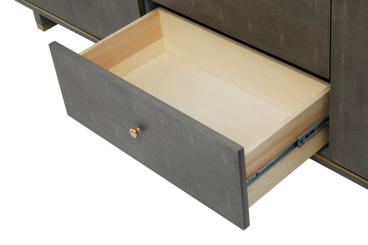 Grey Shagreen Effect Media Unit | Deskey