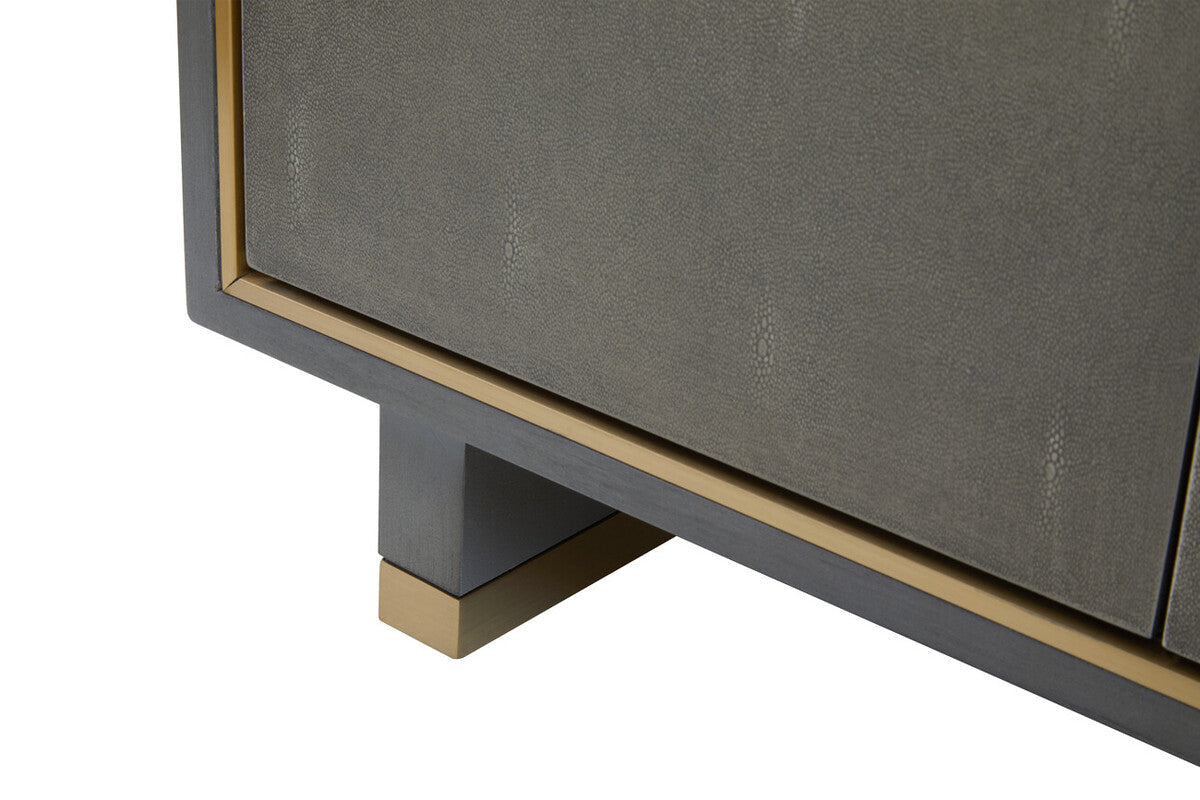 Grey Shagreen Effect Media Unit | Deskey