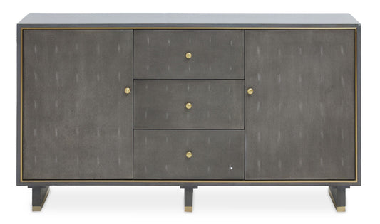 Grey Shagreen Effect Three Drawer Sideboard | Deskey