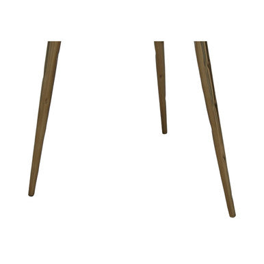 Brown Petrified Wood Top Side Table with Brass Finish Angular Legs | Relic